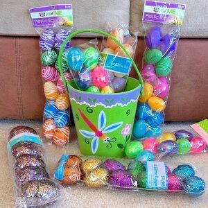 Brand New Easter Basket Bundle Dragonfly Felt Glitter Eggs Printed Colorful Lot